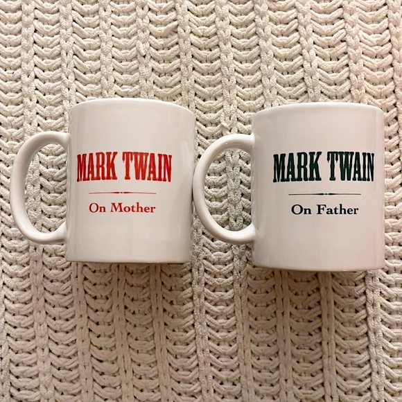 Mark Twain (1994 Levenger) Other - ❣️Mark Twain White Red Blue His & Hers Home Kitchen Black Tea Coffee Mugs (x2)❣️